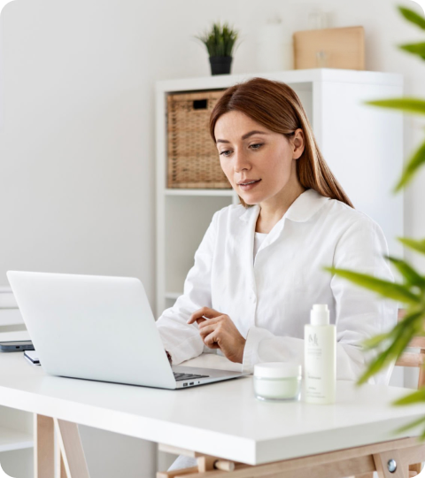 Female doctor in white coat with stethoscope