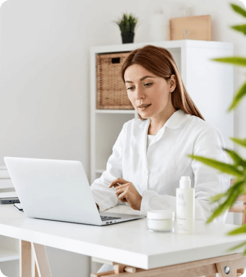 Female doctor in white coat with stethoscope